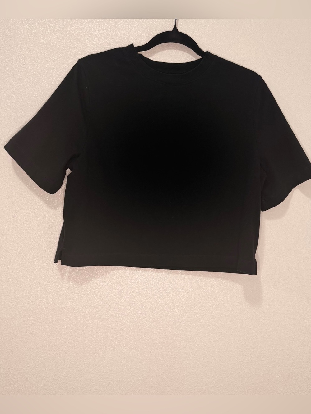 Black Cropped Crewneck Top - a new day